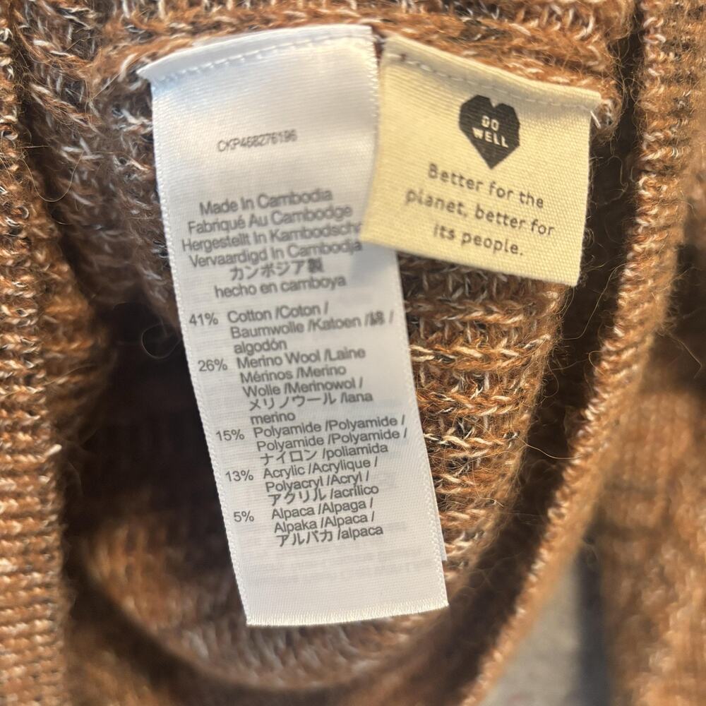 Madewell Sweater Womens Small Brown Wool Alpaca Blend Puff Shoulder Crewneck - Picture 7 of 10